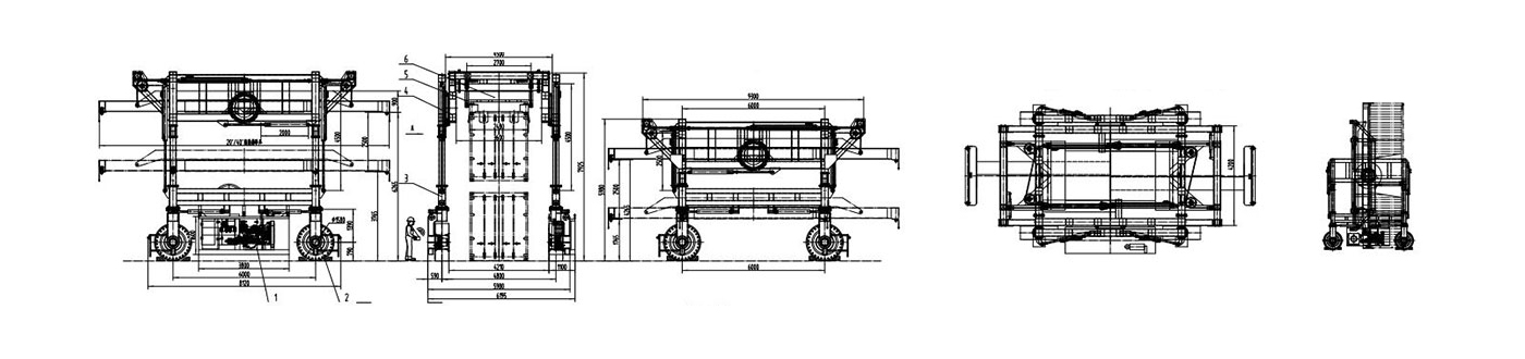 dessin schématique du chariot cavalier pour conteneurs