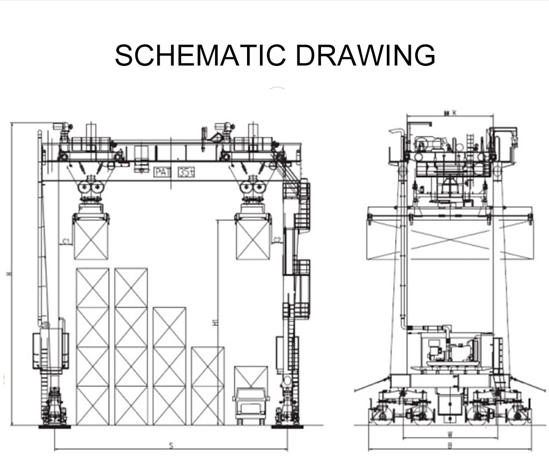 karét tyred gantry crane gambar schematic