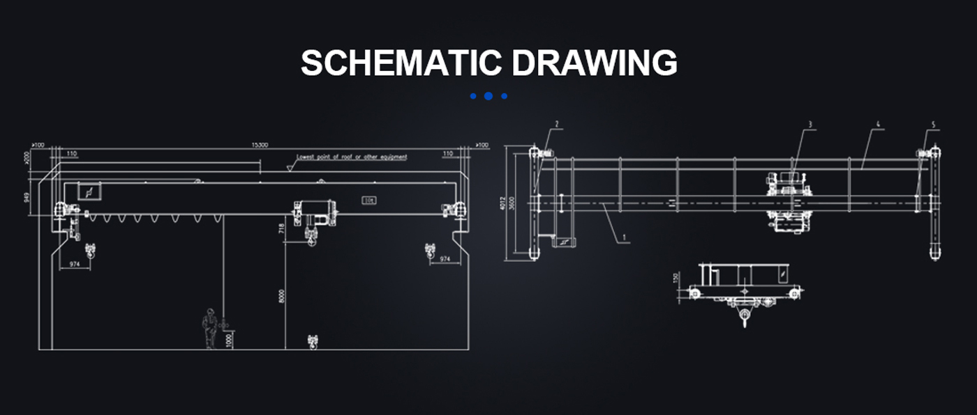 europe type double girder overhead crane schematic drawing