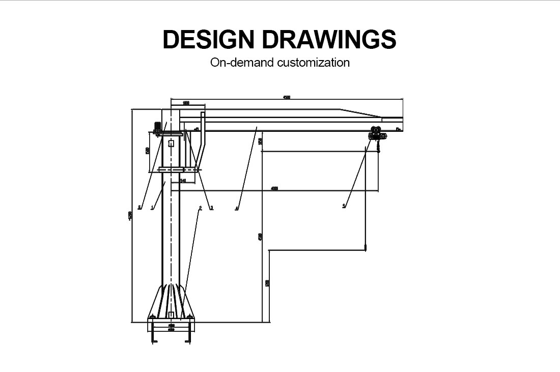 floor mounted jib crane schematic drawing