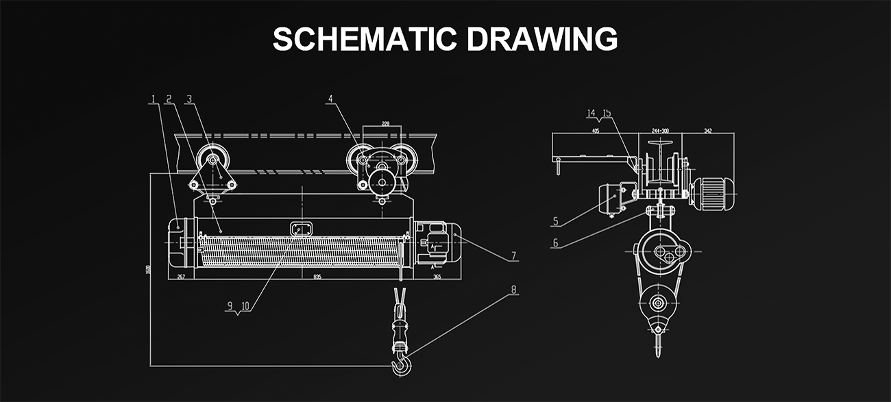 electric wire rope hoist schematic drawing