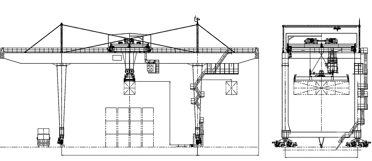 container rail mounted gantry crane schematic drawing